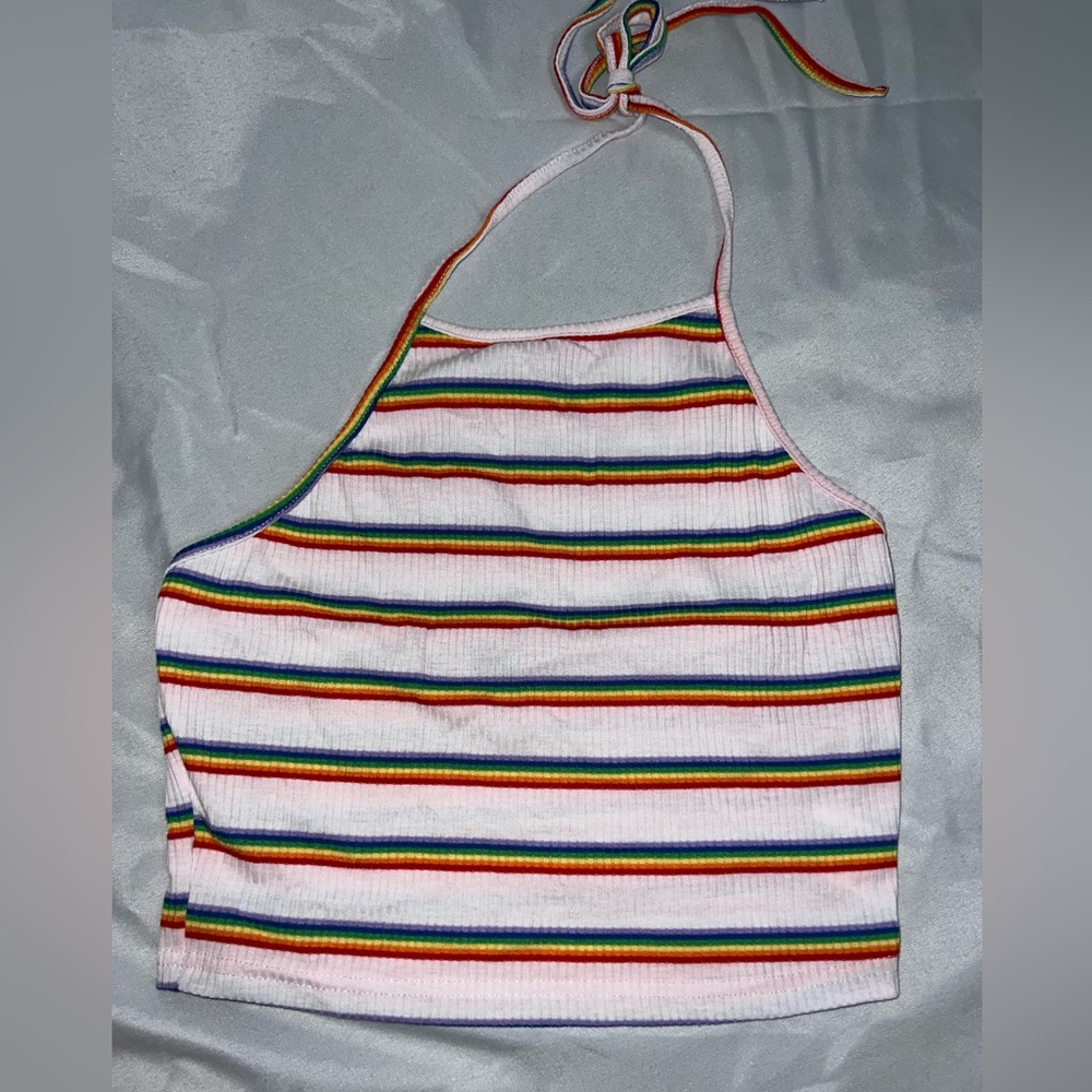 Rainbow Striped Crop Tank Top